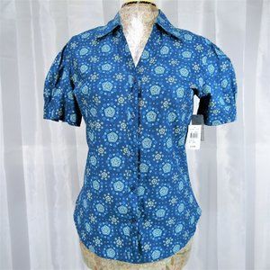 Vintage DCC Missy Blue Floral Print Top